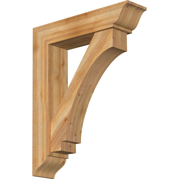 Ekena Millwork Imperial Traditional Rough Sawn Bracket w/ Offset Brace, Western Red Cedar, 8"W x 34"D x 42"H BKT0806X34X42IMP01RWR - main